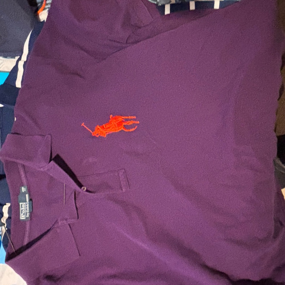 Ralph Lauren Purple Polo Shirt with Red Logo